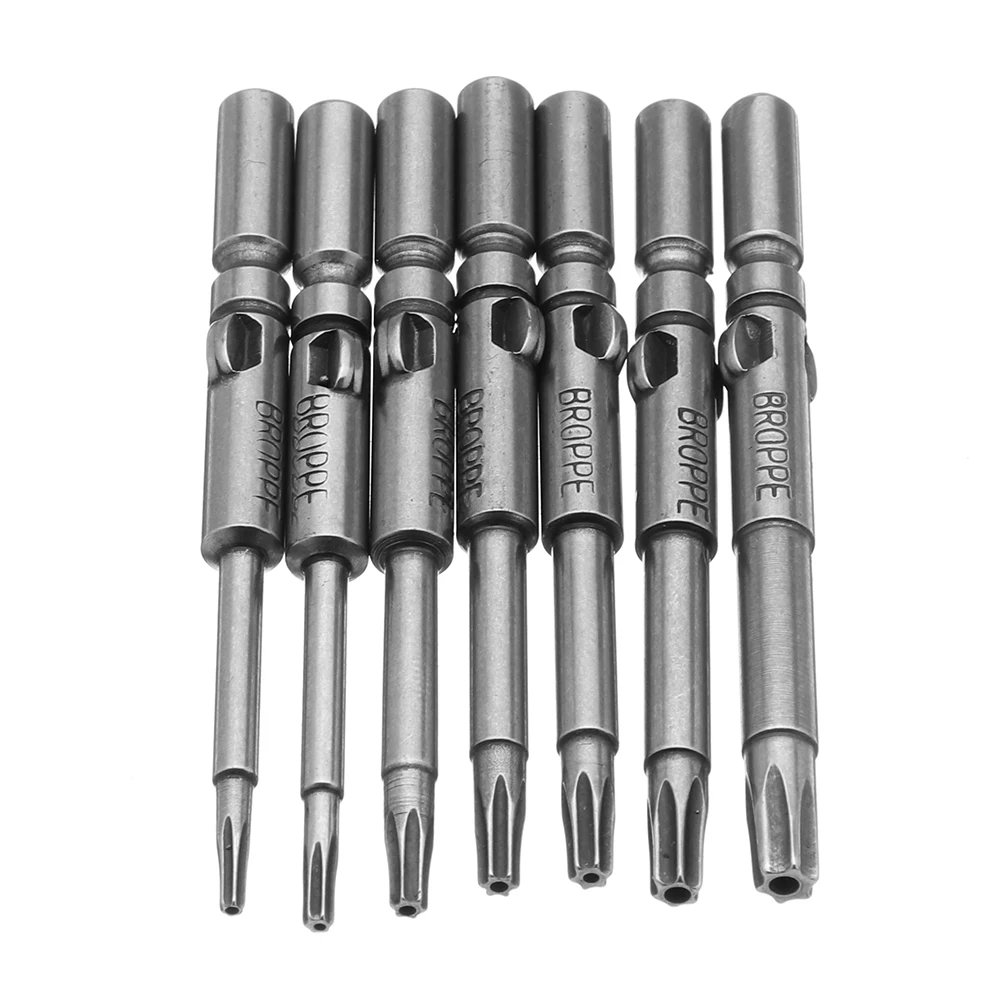 BROPPE 7 шт. 801 T6 T20 отвертка Torx Набор бит 5 мм круглый хвостовик электрическая Биты S2
