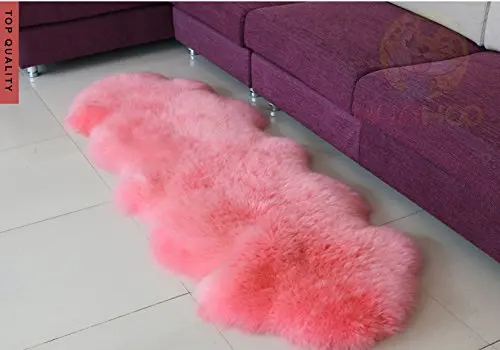 Pink Двойной ковер из натуральной овчины 2 P, ковер из настоящей овчины 2'x6', чехол для стула, подушка для сиденья, одеяло, 13 цветов, натуральный мех, коврик для дивана - Цвет: Pink