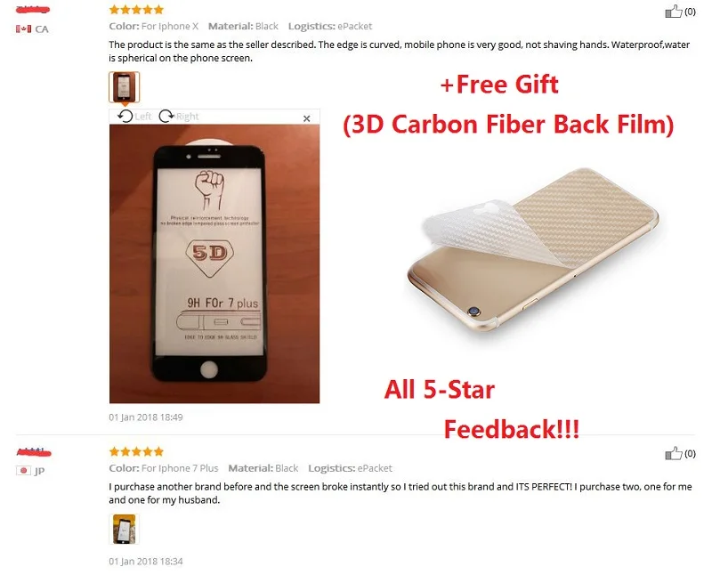 

5D Full Cover Tempered Glass For iPhone X 6 6s 7 8 Plus Glass 5D Protective Glass On iPhone 8 7 Plus Screen Protector Film Foil