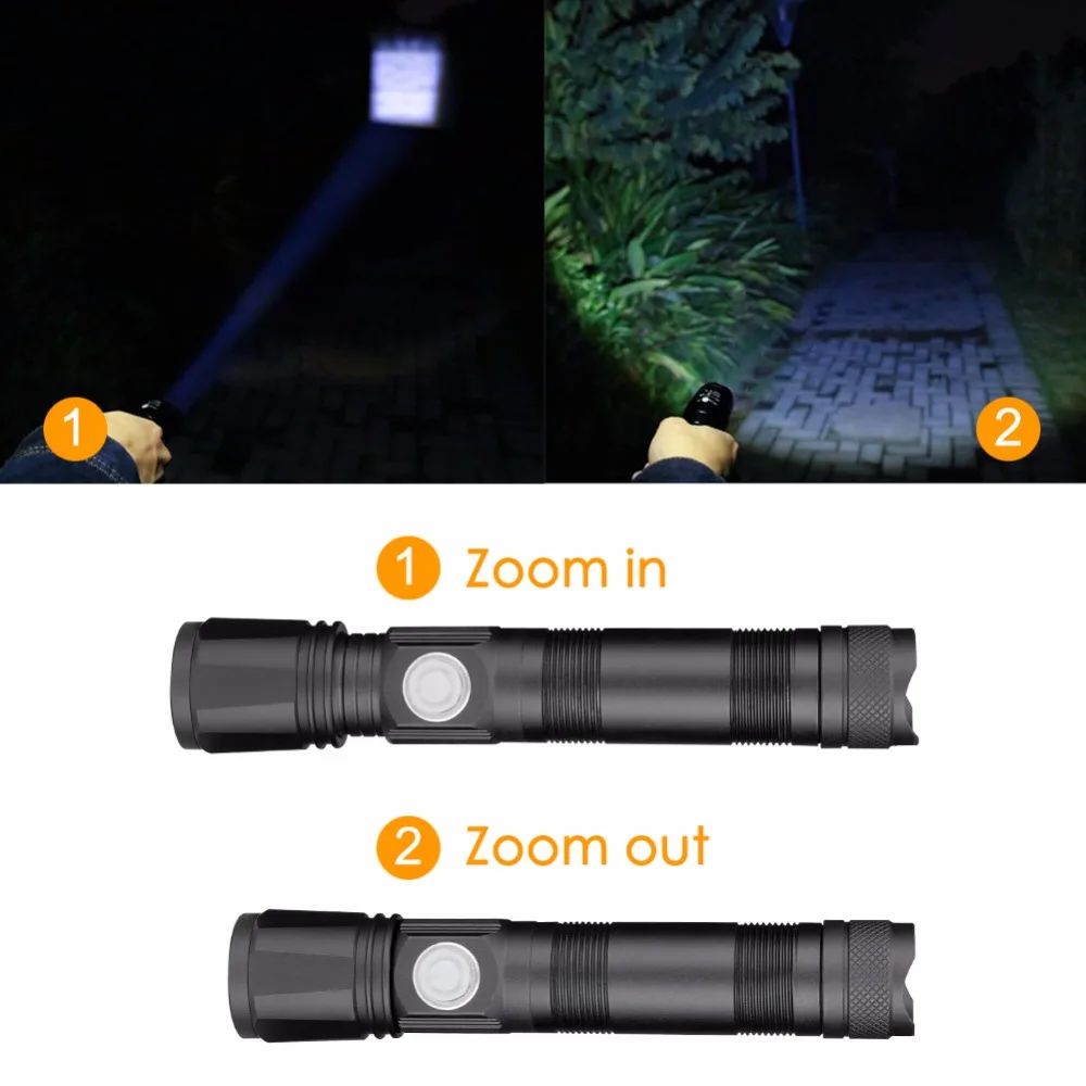 Zoomable Focus USB Rechargeable Bike Flashlight 2000 LM XML T6 LED Front Bicycle Lamp 3-Mode MTB Cycling Torch Use 18650 Battery | Спорт и
