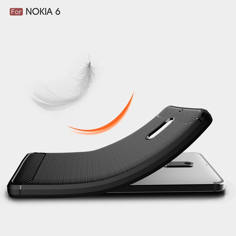 Чехол для Nokia 6 из карбонового волокна TPU для мягкой силиконовой гибридной защиты с бархатистой текстурой Fundas Nokia6.
