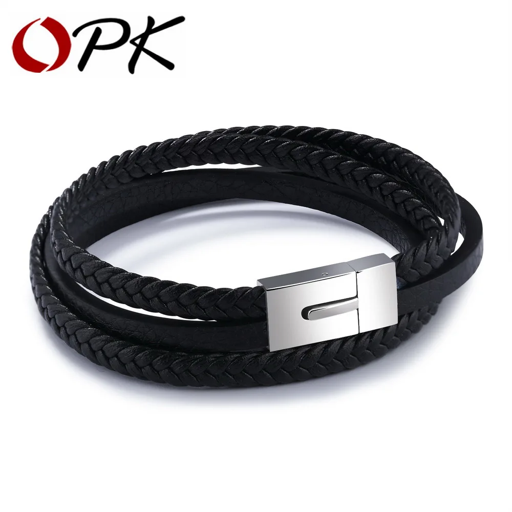 OPK 2017 новое поступление Многослойные браслеты из искусственной кожи для мужчин