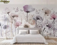 beibehang custom photo wallpaper mural watercolor hand painted style lilac floral beautiful tv background wall papel de parede
