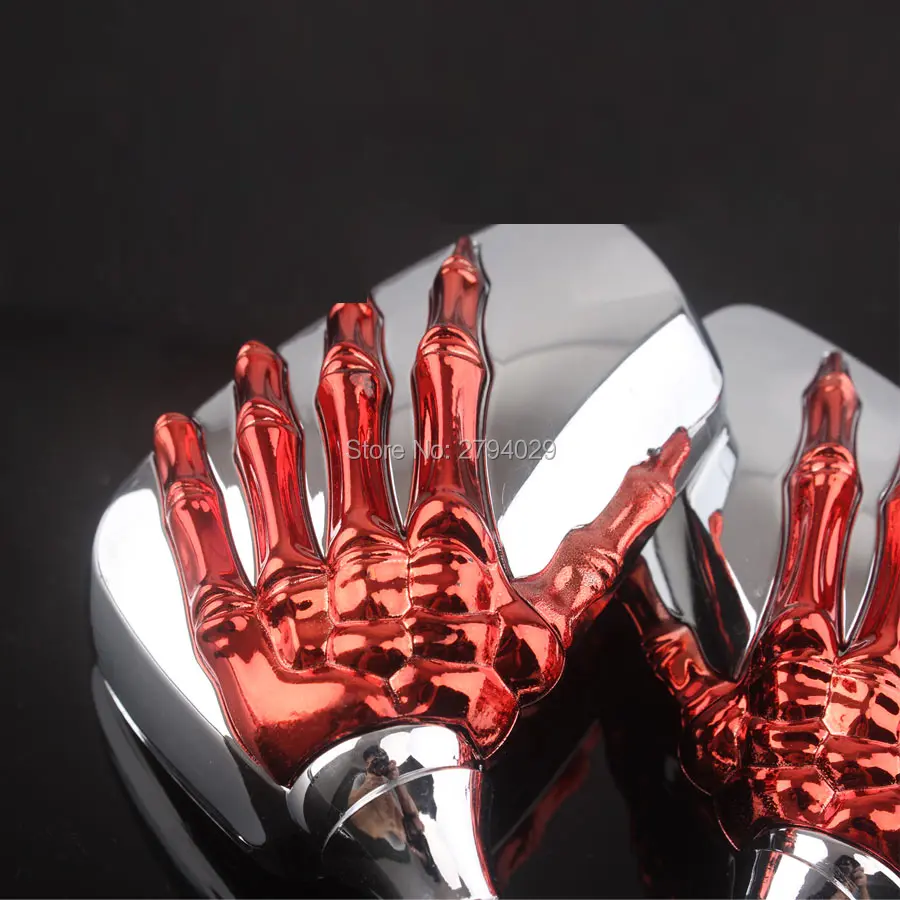 Red Chrome Skeleton Universal Scooter ATV MOTORCYCLE SKULL MIRRORS 8MM 10MM | Автомобили и мотоциклы