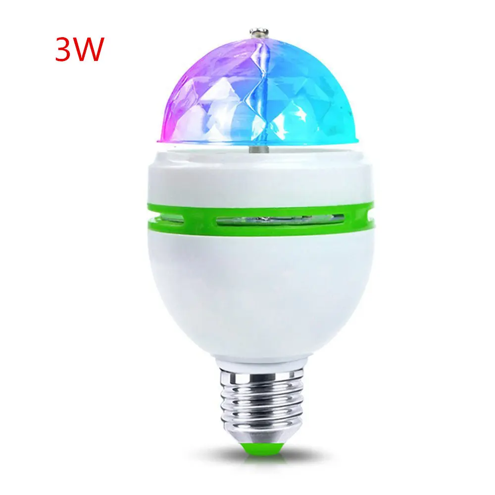 Полноцветный 3 Вт мини E27 RGB светодиодный светильник Авто вращающийся RGB DJ освещение на сцену 85-265 в Праздничная лампа для бара KTV освещение