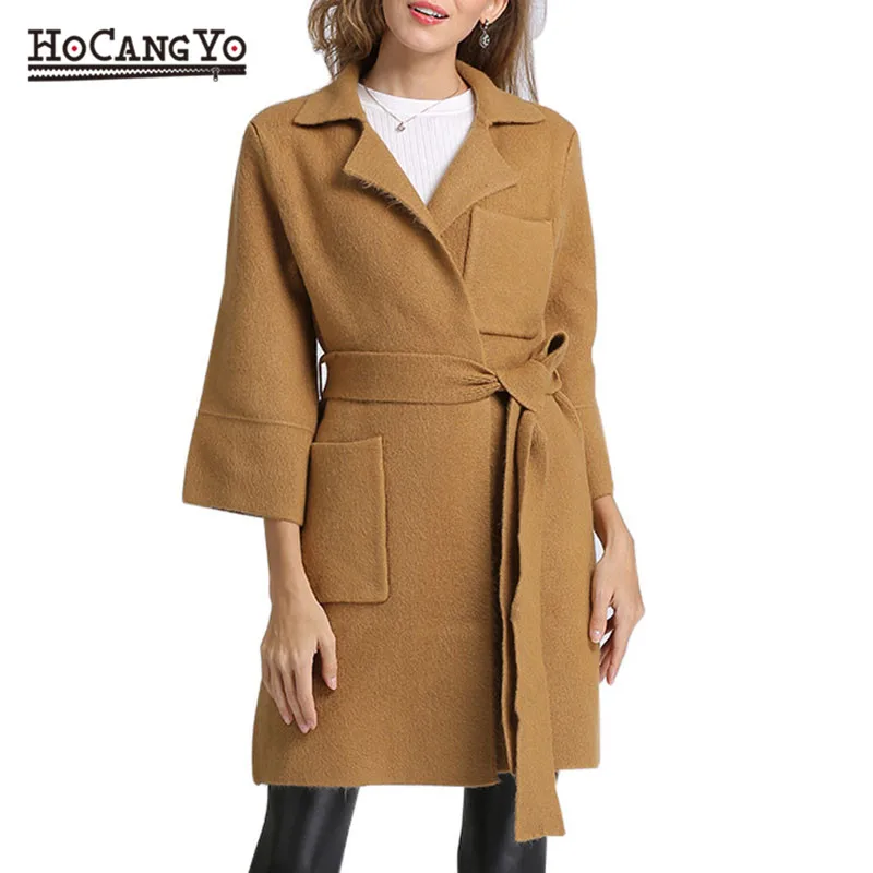 HCYO Sash Elastic Ladies Cardigans Winter Sweater Women Jumpers Elegant Warm Cardigan 2018 Autumn Soft Overcoat |