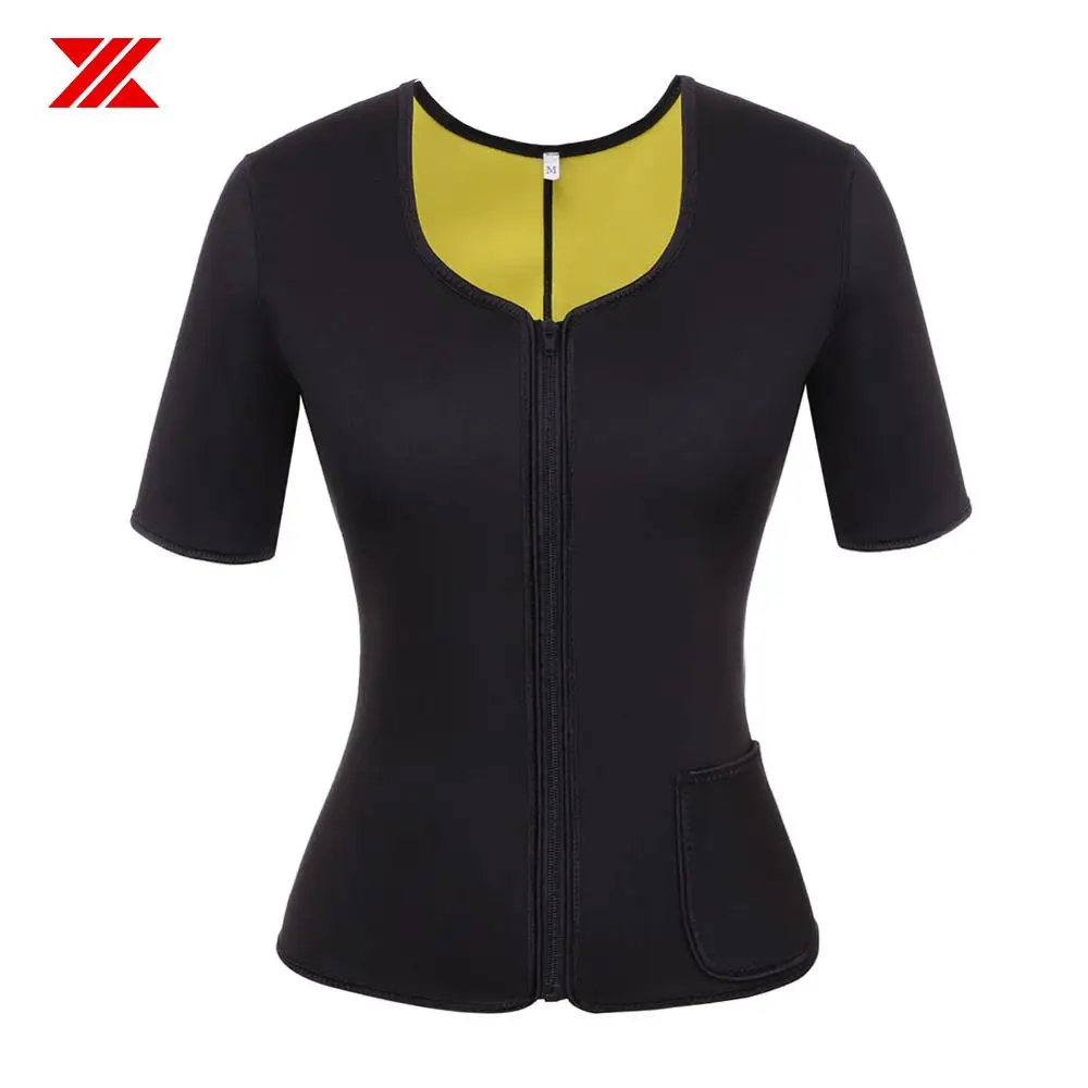 HEXIN Женская Неопреновая рубашка с коротким рукавом Спортивная корректирующая