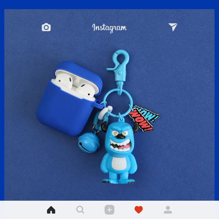 Силиконовые аксессуары для наушников Airpods, чехол с мультяшными монстрами, Университетский брелок для Apple Airpods, Bluetooth, коробка для наушников - Цвет: dark blue