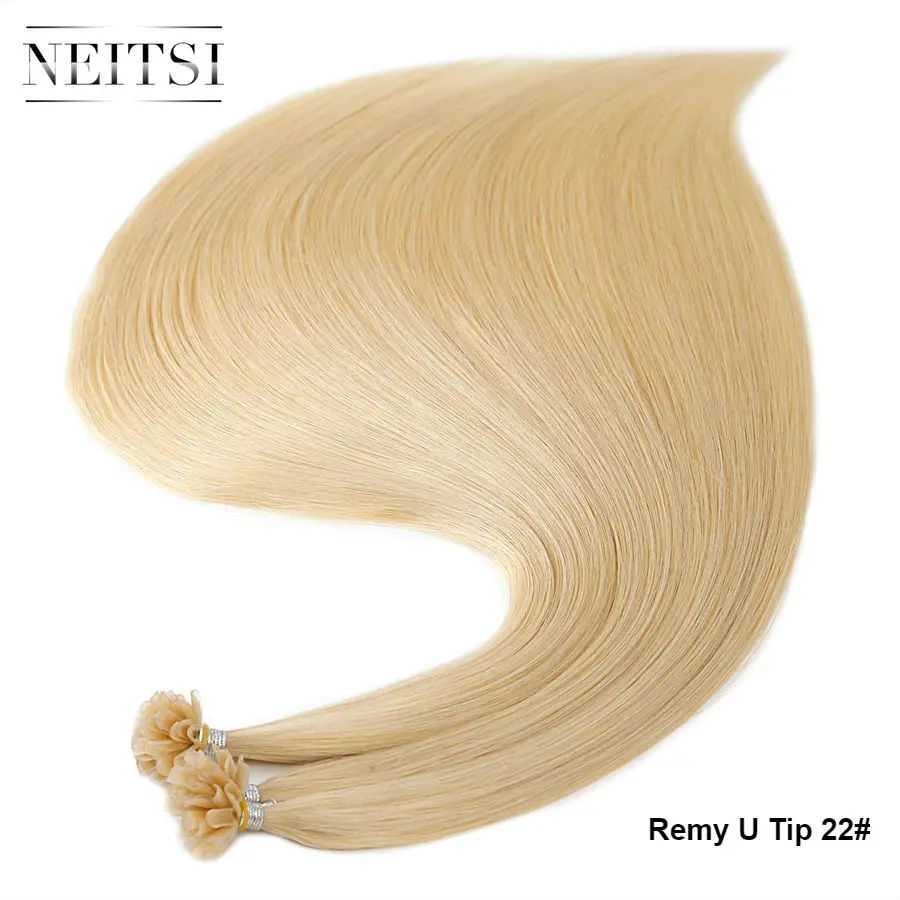 Прямые человеческие накладные волосы Neitsi Remy Fusion с кератином, u-образные капсулы, накладные волосы для наращивания, 1" 20" 2" 28" - Цвет: #22