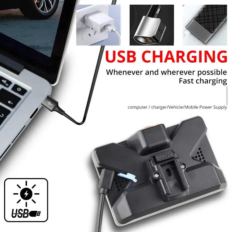 Встроенный светодиодный налобный фонарь 2400 мАч с зарядкой от usb COB портативный