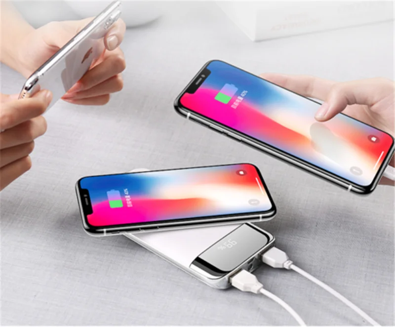Портативное зарядное устройство 50000 mAh power Bank Qi Беспроводная зарядка USB bank для