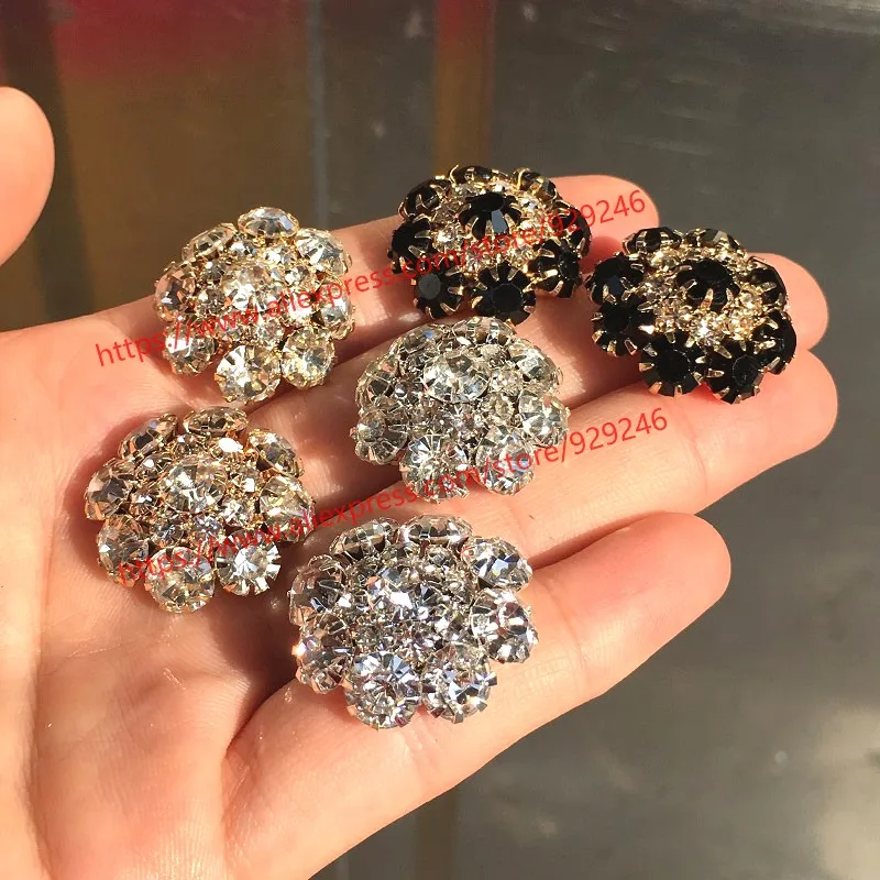 25 мм хрустальные золотые пуговицы для платья круглые черные Стразы женщин