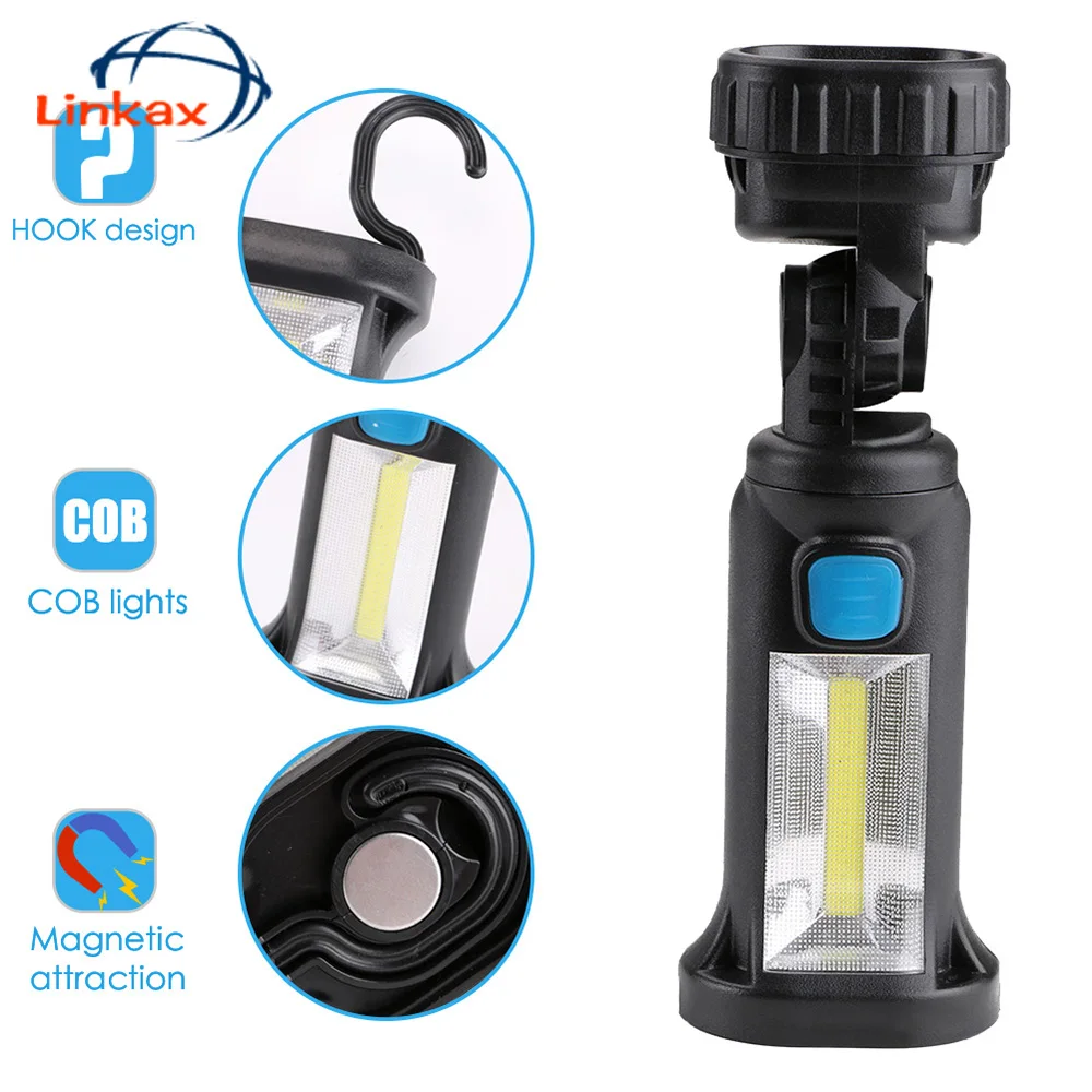 

USB Перезаряжаемый COB светодиодный Рабочий фонарь XPE COB фонарик с поворотом на 360 градусов, Рабочий фонарь для кемпинга, подвесная палатка, авт...