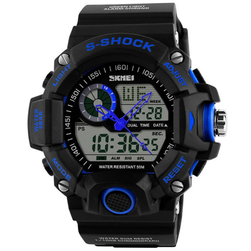 Новый 2016 КАМУФЛЯЖ S Шок Спортивные Часы Кварца Людей Dual Time аналоговый Цифровой