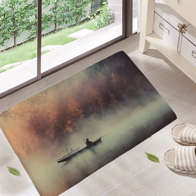 Dream scenery Door Mat Floor Carpet for Living Room mountain Pattern Coral Fleece Rug Anti-Slip Doormat Home Decor dd12
