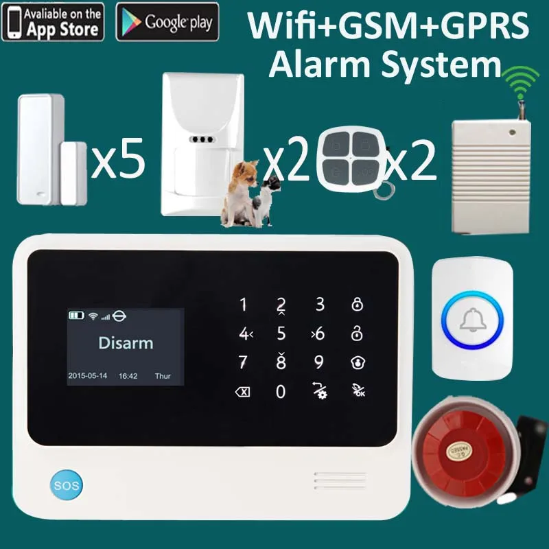 2018 домашняя охранная сигнализация G90B Plus wifi с ретранслятором сигнала и дверным