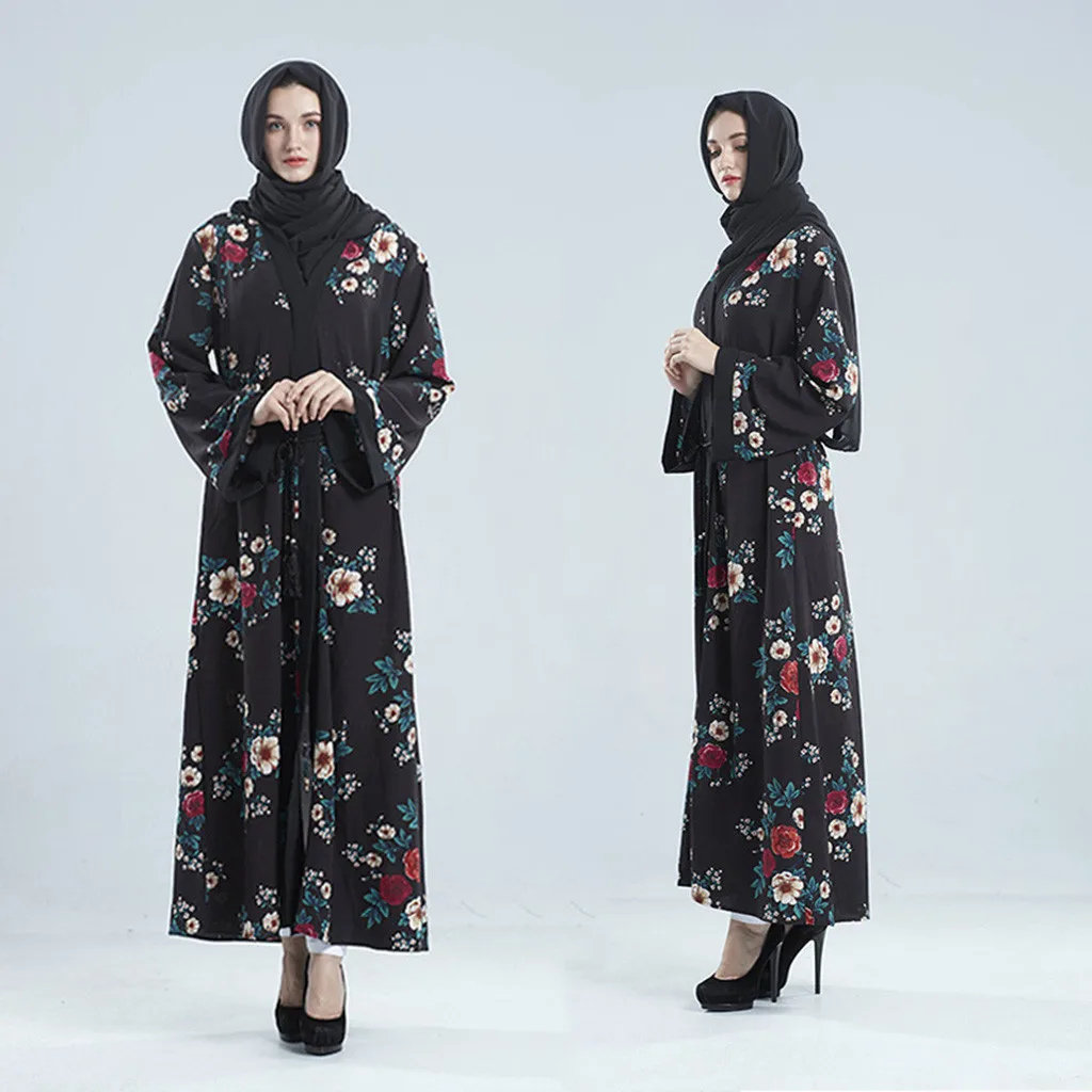 muslim dresses and abaya for women Dubai Style Open Front Kaftan Abaya Muslim Cardigan Maxi Lady Dress 6. 14 | Тематическая одежда