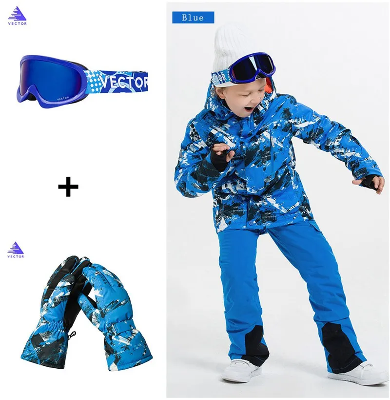 Boy 2 Set Лыжный костюм для мальчиков; водонепроницаемые брюки; куртки; Водонепроницаемая детская Лыжная куртка; лыжные брюки; зимняя одежда для сноуборда для мальчиков-30 градусов - Цвет: Boy 2 Set