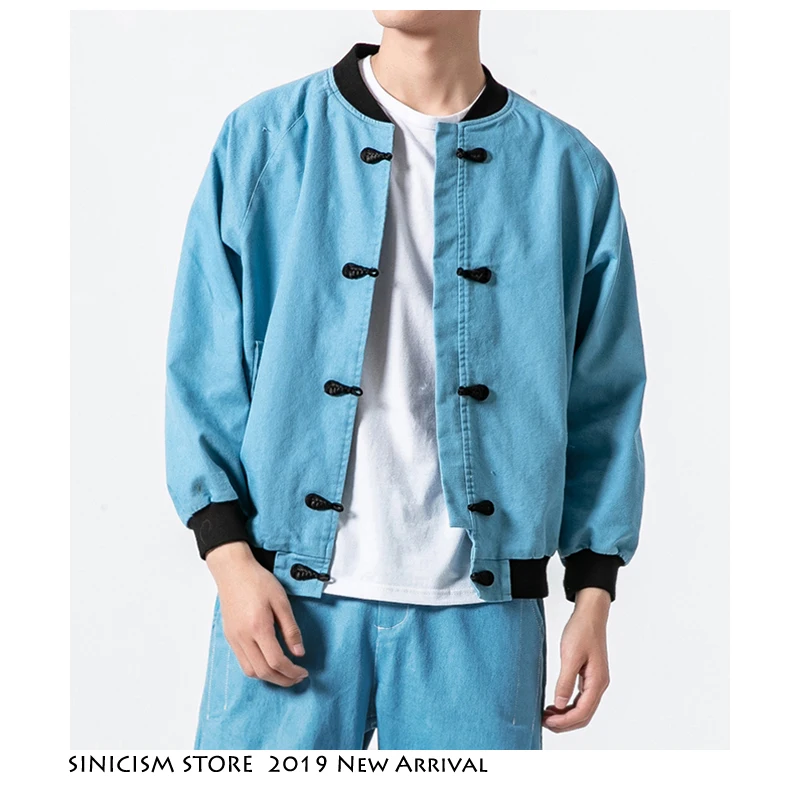 Sinicism Store мужская куртка бомбер Harajuku джинсовая 2019 Мужская Уличная ветровка синие