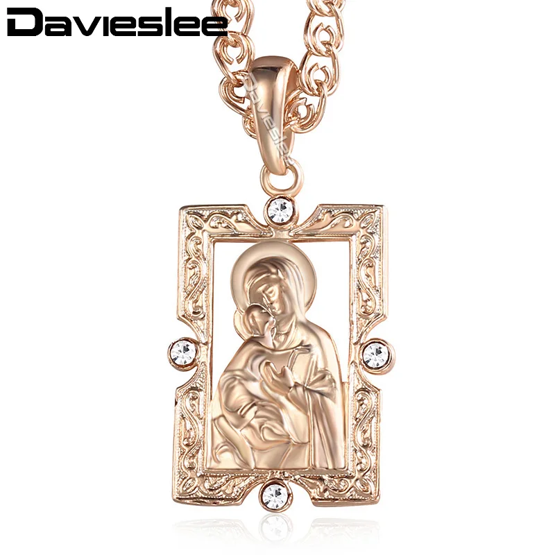 GP192 Davieslee ожерелье с подвеской для женщин 585 розовое золото модное женское ожерелье с цепочкой крест - Окраска металла: GP192