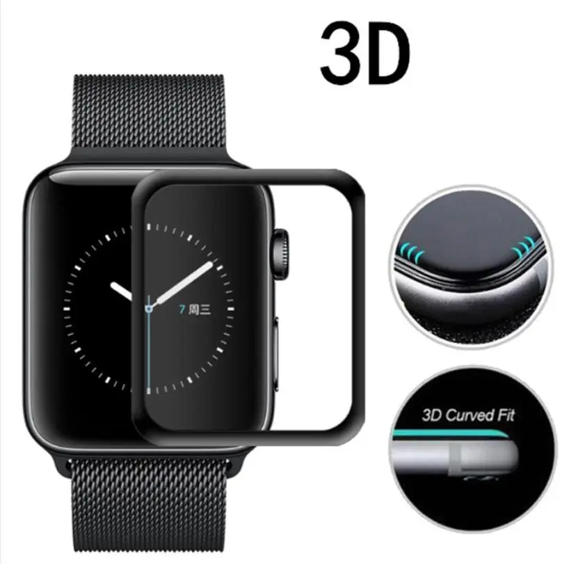 3D изогнутое закаленное стекло с полным покрытием для Apple Watch 3 2 1 38 мм 42 серия