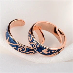 Golden Couple 2pc Новое поступление, 925 пробы Серебряное кольцо anillo van gogh cloud, пара колец для мужчин и женщин, регулируемое корейское кольцо на палец для влюбленных KCJ24 - Цвет основного камня: Golden Couple 2pc