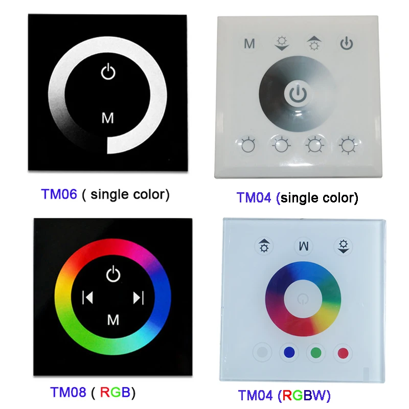 

DC12V-24V Одноцветный/RGB/RGBW настенный контроллер сенсорной панели стеклянная панель диммер контроллер для Светодиодный светильник RGB полосы