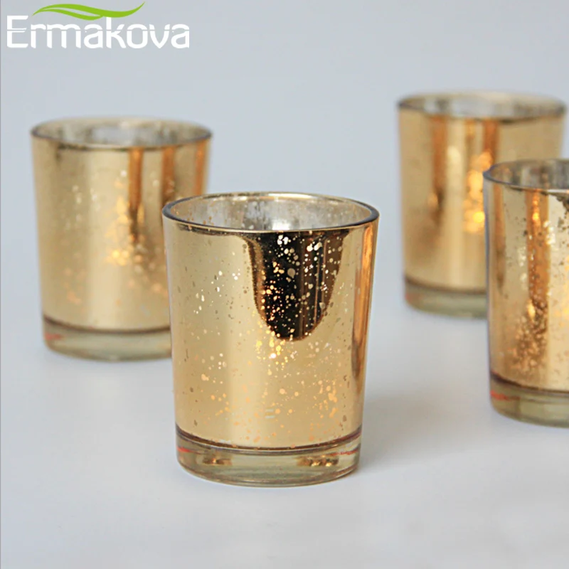 ERMAKOVA 6/12 шт. подсвечник для свечей из меркуриного стекла подсвечник для свадебных вечеринок, отеля, кафе, бара, украшения для дома
