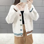 Кардиган оверсайз, свитер, Женский Осенний вязаный свитер, пальто с карманами и длинным рукавом, женские свитера