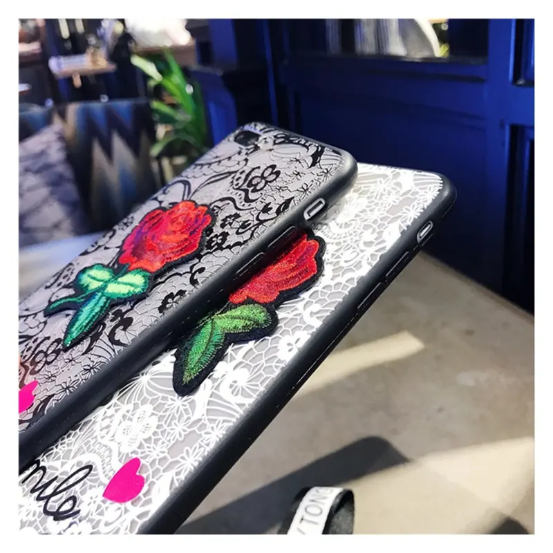 Fashion Lace Flowers Phone Case For Huawei Y6PRO Y7PRO Y5 Y6 Y7 Y9 2019 P Smart Vintage Embroidery Rose Back Cover Fundas |