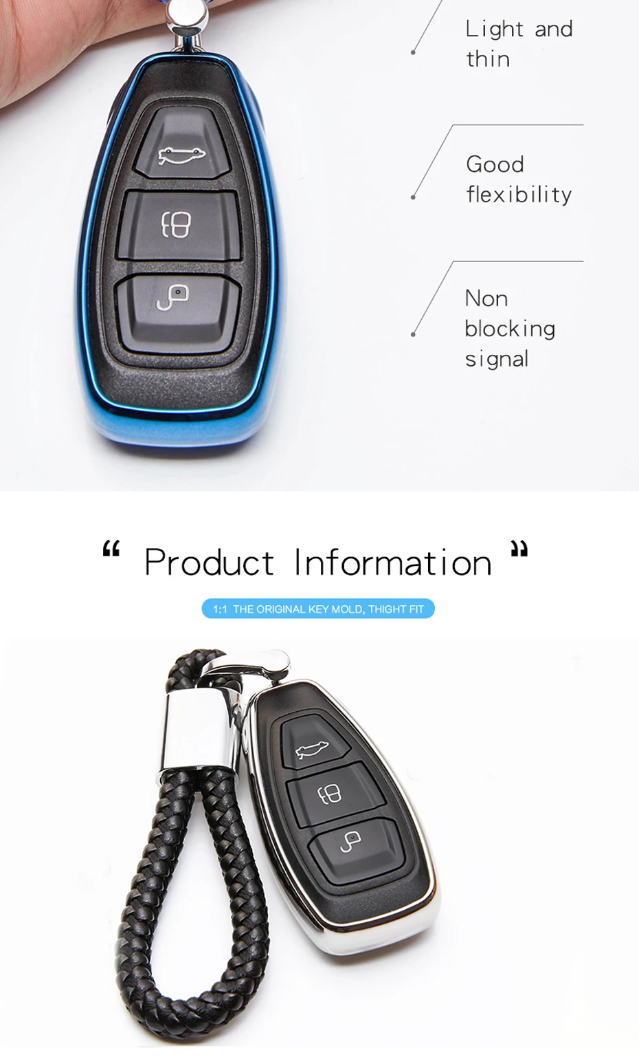 Для Ford Fiesta Focus 3 4 MK3 MK4 Mondeo Ecosport, Kuga Фокус ST Fiesta 2012 2013 ТПУ ключа автомобиля чехол