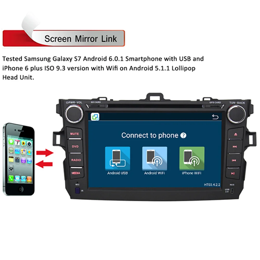 Новый 8 дюймов Android 1 автомобильный DVD плеер GPS навигация Радио Аудио для Toyota Corolla Navi