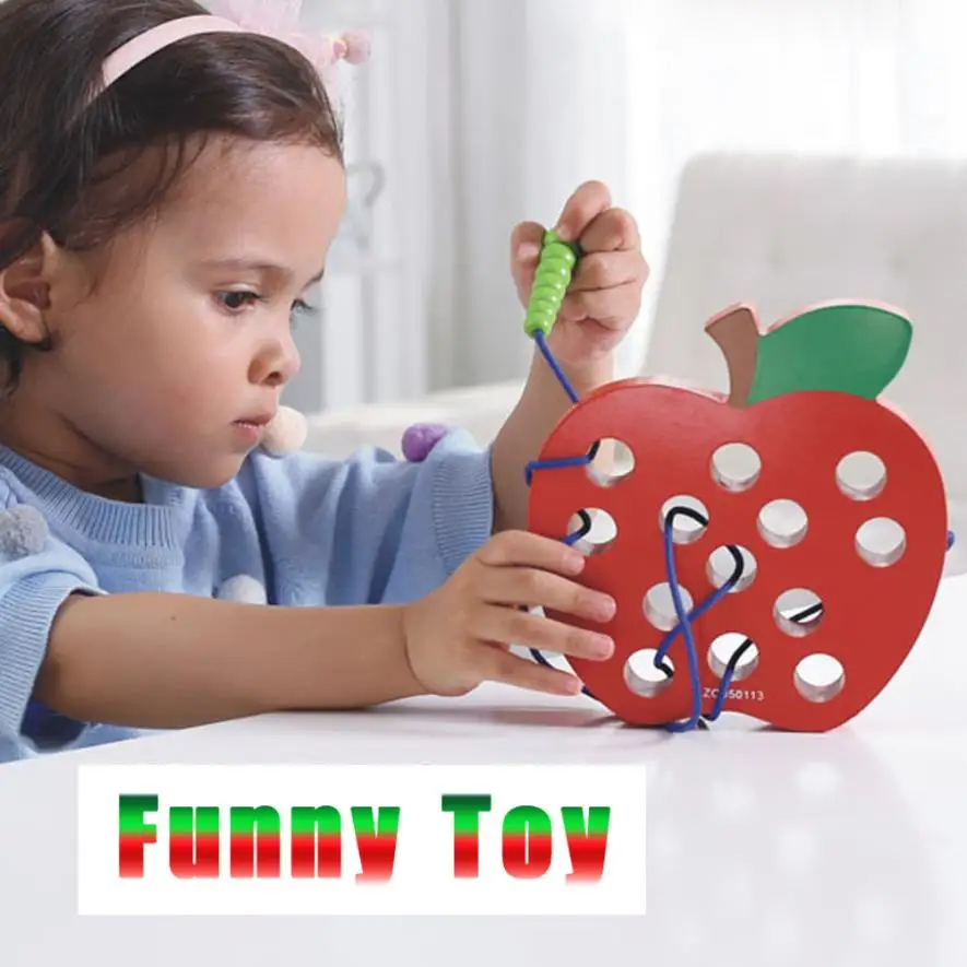 Big Wooden Worm Eat Apple Children's Cater Threading Educational Toys Gift Z906 | Игрушки и хобби