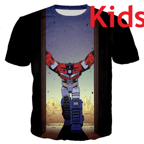 kids t shirt PLstar Cosmos/одинаковые комплекты для семьи; футболки для мальчиков с 3D принтом робота; летние детские футболки с автоботами; детские летние топы - Цвет: kids t shirt