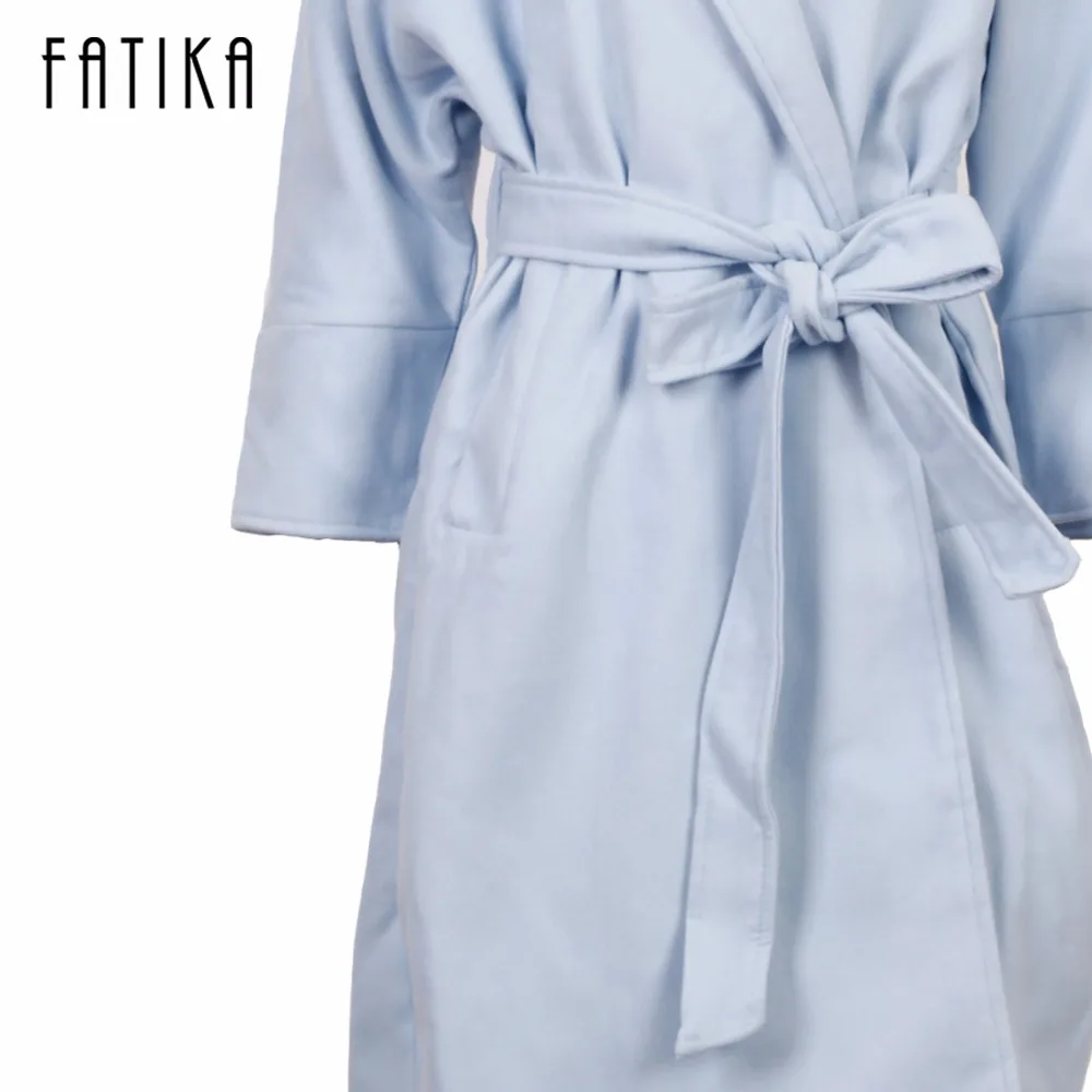 FATIKA 2017 зимнее пальто женское широкий нагрудный ремень карман шерсть оверсайз