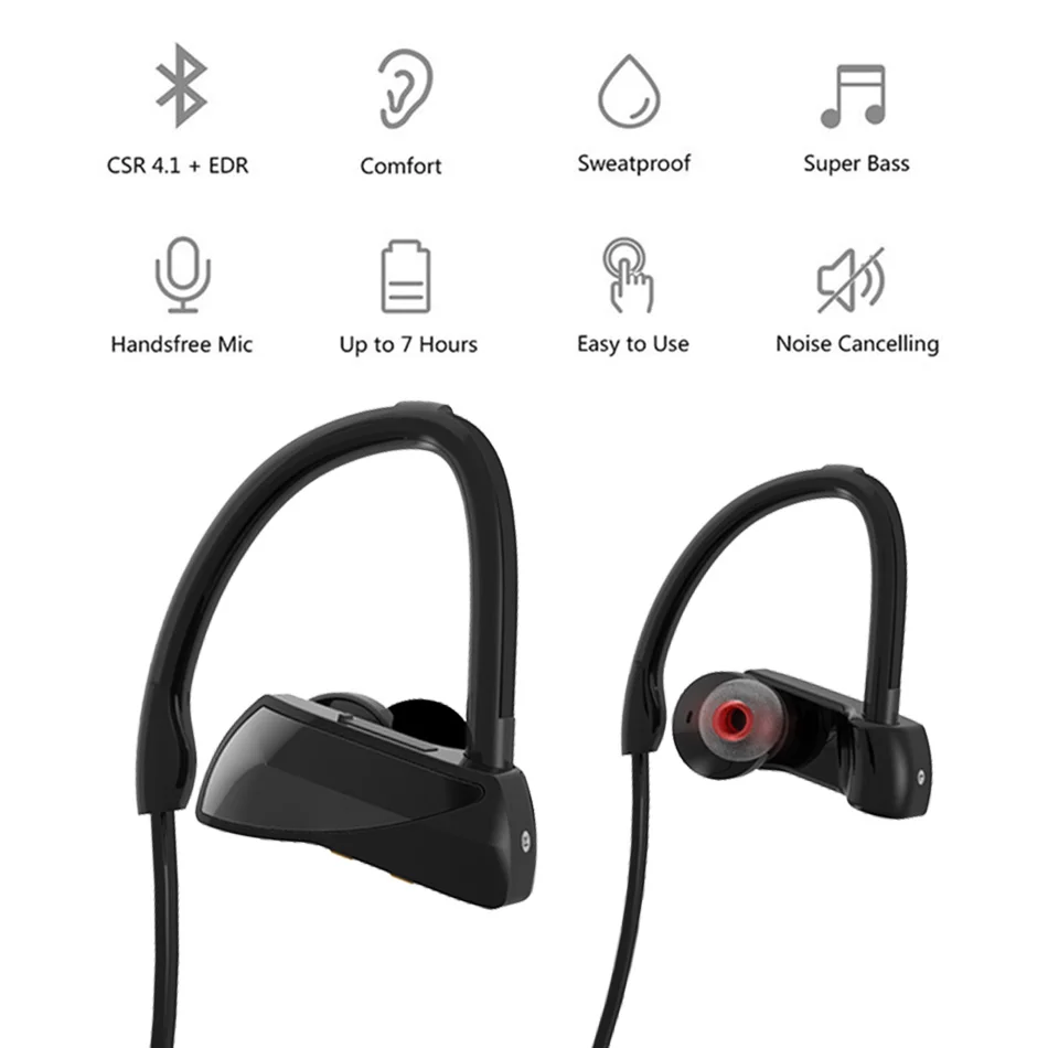 Беспроводные Bluetooth наушники SERVO U12 Спортивная bluetooth гарнитура с крючком