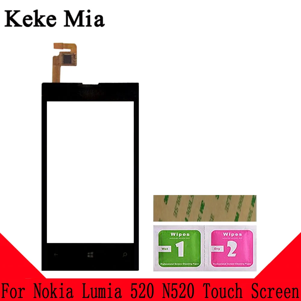 Black No Tools Keke Миа 4," сенсорный экран для Nokia Lumia 520 N520 сенсорный экран дигитайзер Панель переднее стекло объектив сенсор инструменты клей+ салфетки - Цвет: Black No Tools