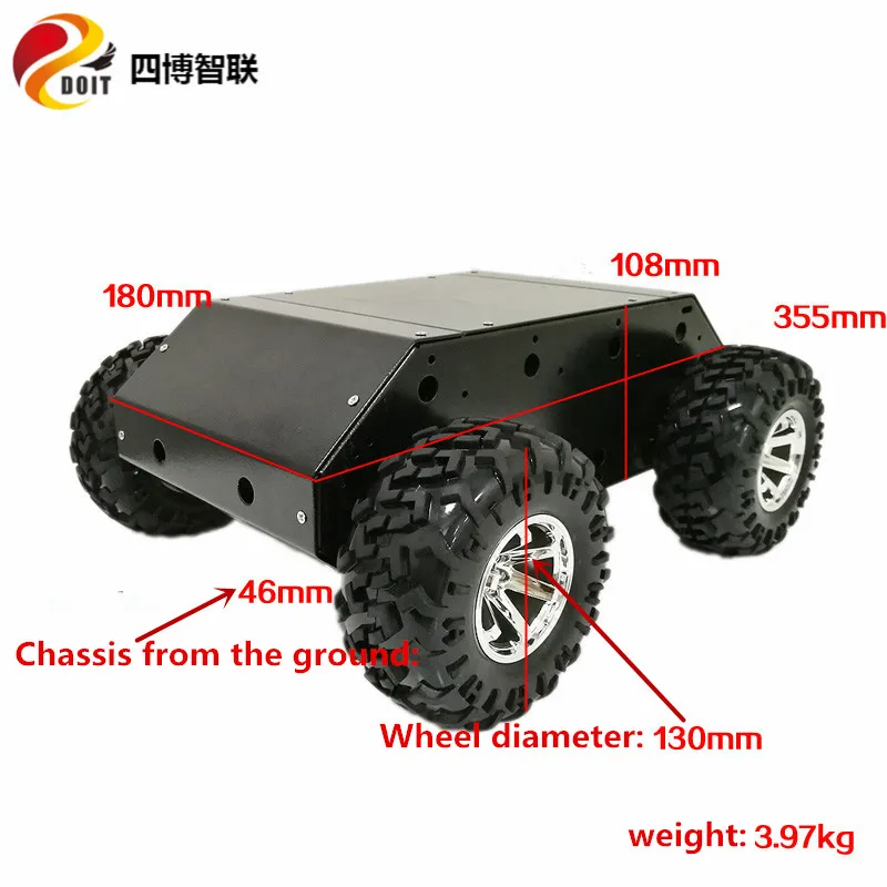 SZDOIT with Control Kit Large Load Metal 4WD Smart Car Chassis 4-Drive Robot Platform 130mm Rubber Wheel DIY Unassembled Toy | Игрушки и