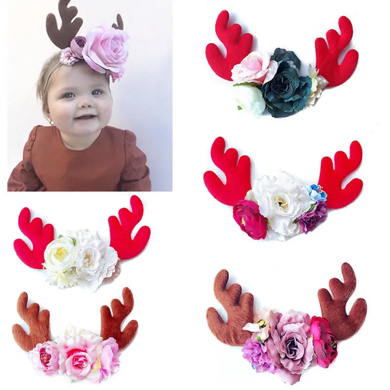 На Рождество 1 шт. аксессуары для волос на заколка рог лося Санта hairband резинкой