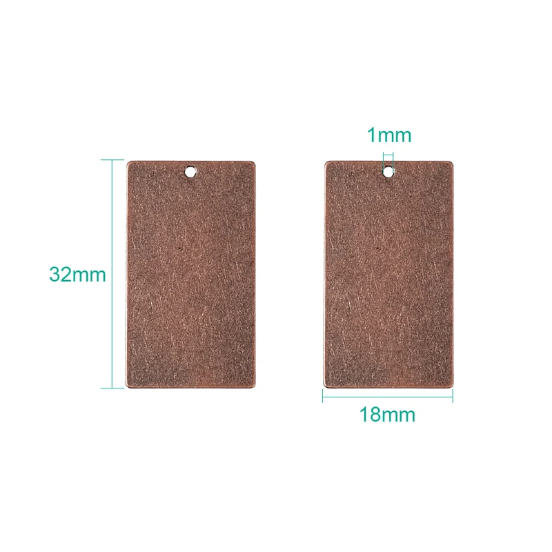 Red Copper 32x18 10 шт. металлические латунные штамповочные бирки Антикварные Бронзовые Подвески красная медь прямоугольная квадратная круглая овальная для изготовления ювелирных изделий DIY - Окраска металла: Red Copper 32x18
