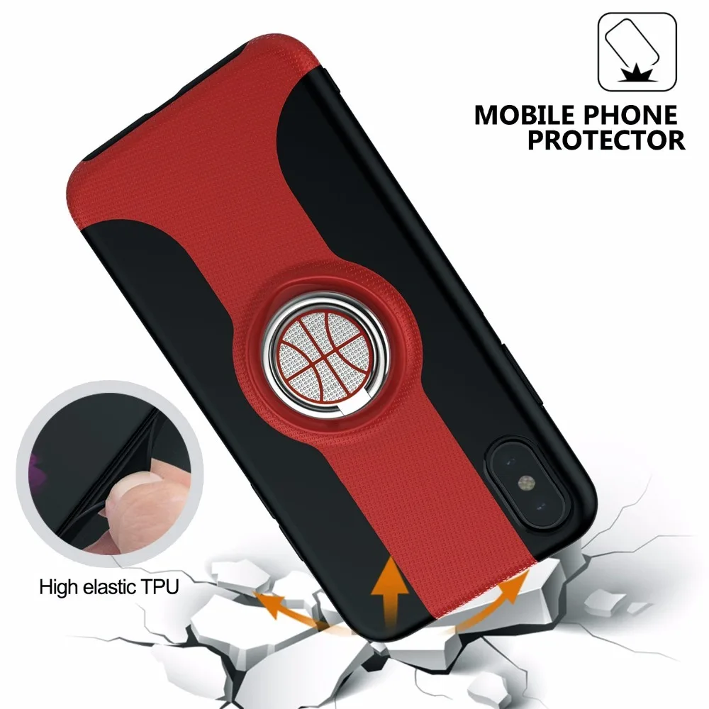 ICHECKEY Basketball Sports Phone Case for Apple Iphone 8 TPU+PC With Finger Ring 4 Colors New Style |