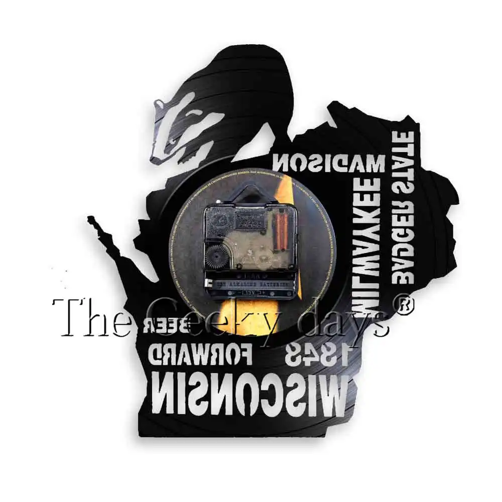 Висконсин Барсук состояние пива Настенный декор виниловая Запись часы Человек