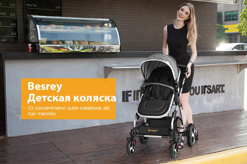 Besrey 2 в 1 Роскошная детская коляска с высоким пейзажем, Противоударная коляска для новорожденного, коляска для малышей