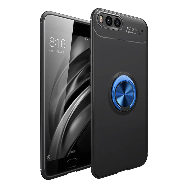Модный чехол с полной защитой для Xiaomi Mi6 Mi5 6X MAX2 MIX2 MIX2S магнитным кольцом и