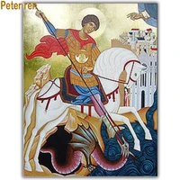 diamond painting cross stitch portrait squareround mosaic rhinestone full diamond embroidery virgin mary riding a white horse