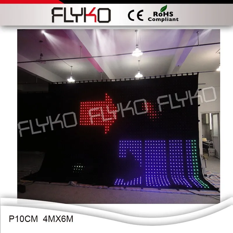 Сценический декоративный светильник гибкая светодиодная занавеска CE ROHS Flyko DMX P10