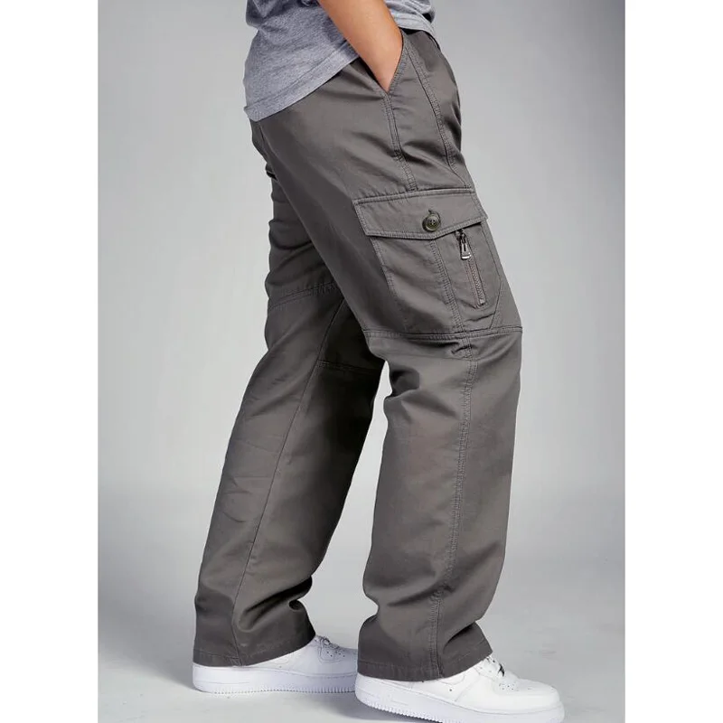 

New Autumn Winter Men's Cargo Pants Cotton Pocket Joggers Harem Pants Casual Loose Wide Leg Long Trousers