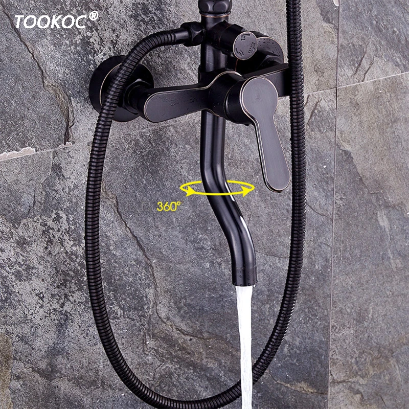 TOOKOC высокое качество черная ванная душевая ручка смеситель для душа кран поворот