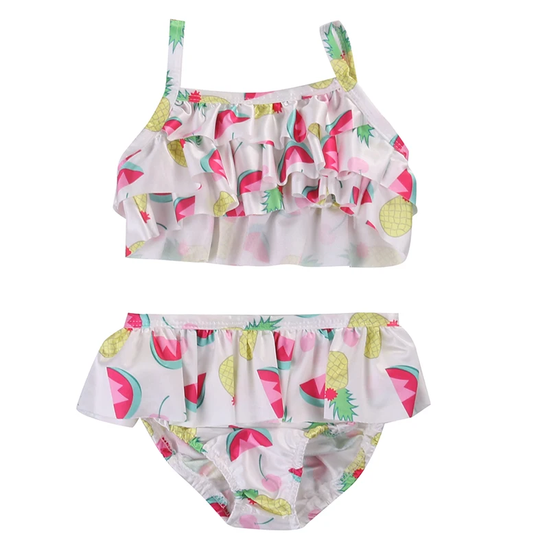 Комплект бикини с рюшами и фруктовым принтом Новинка 2017 года летний детский