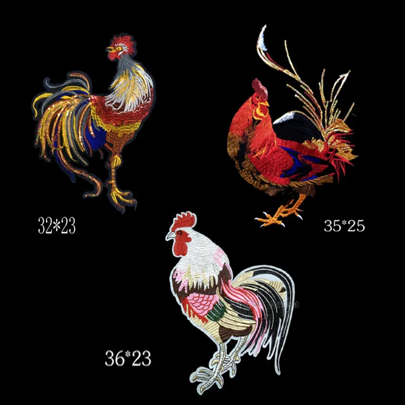 2 шт./лот большой петушиный патч с вышитой аппликацией и блестками для одежды|patches